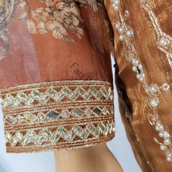 Banarsi Shaded Masuri Zardozi Embroidered Shalwar Kameez Pakistani/Indian L/45.5 - Picture 13 of 17